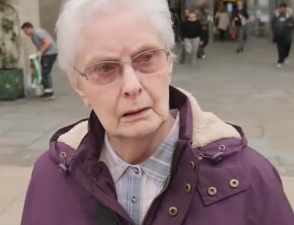 Mrs Filthy Piece of Toerag – Angry pensioner constituent of Boris Johnson – This purple coated pensioner told Sky News’ Sophy Ridge that she considers Prime Minister Boris Johnson “a filthy piece of toerag” in Uxbridge on 6th October 2019.