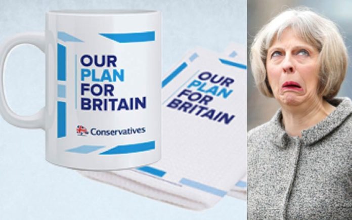 Mugged by Mrs May – Theresa May forges a new career in post-Brexit Britain: Flogging tea towels and mugs