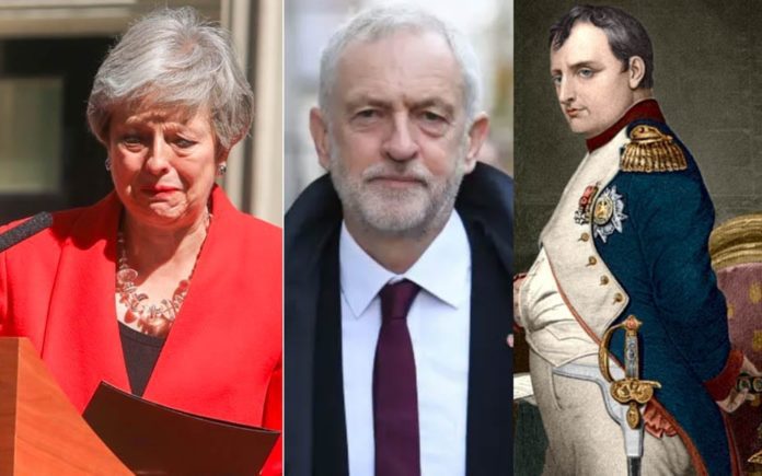Tears For What’s Next – Theresa May, Jeremy Corbyn and Napoleon – Matthew Steeples suggests there shouldn’t be tears for Theresa May but instead for the Napoleon Bonaparte style calamity that could follow.