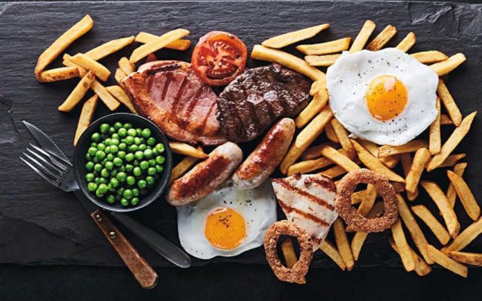 Death by Mixed Grill – Mixed grill kills Welsh woman – Brewers Fayre steak, gammon, fried eggs, chicken breast, pork sausage, chips, onion rings, grilled tomato and peas mix kills woman.