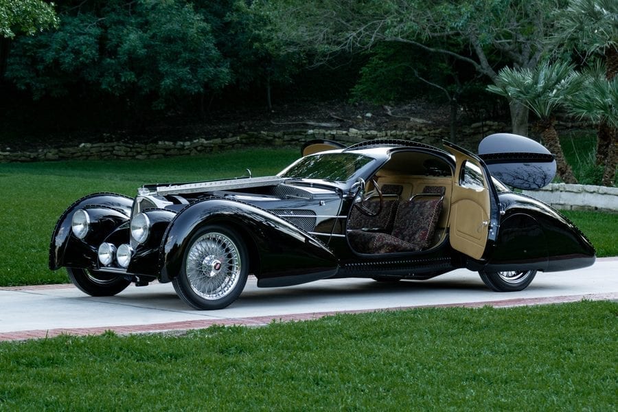 Beauty’s in the Eye of the Bargain Basement Bugatti – 2016 ‘Assembled Vehicle’ 1939 Delahaye USA Pacific by Terry Cook – Replica “homage to Jean Bugatti’s Type 57S Atlantic coupé” to be auctioned for a sum 100% lower than the missing most famous of the four originals is said to be worth – The vehicle will be sold as part of the RM Sotheby’s ‘Drive Into Summer’ online sale from 21st to 29th May. They have set an estimate of £124,000 to £165,000 ($150,000 to $200,000, €139,000 to €185,000 or درهم551,000 to درهم735,000)