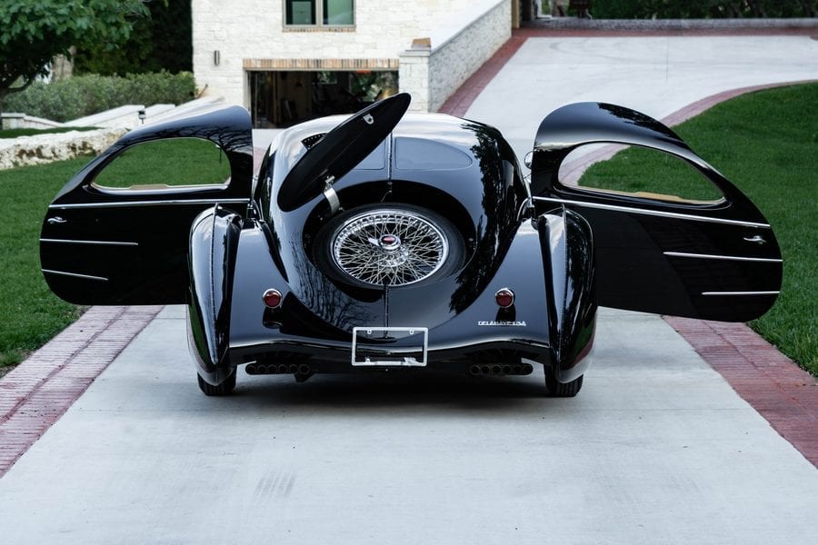 Beauty’s in the Eye of the Bargain Basement Bugatti – 2016 ‘Assembled Vehicle’ 1939 Delahaye USA Pacific by Terry Cook – Replica “homage to Jean Bugatti’s Type 57S Atlantic coupé” to be auctioned for a sum 100% lower than the missing most famous of the four originals is said to be worth – The vehicle will be sold as part of the RM Sotheby’s ‘Drive Into Summer’ online sale from 21st to 29th May. They have set an estimate of £124,000 to £165,000 ($150,000 to $200,000, €139,000 to €185,000 or درهم551,000 to درهم735,000)