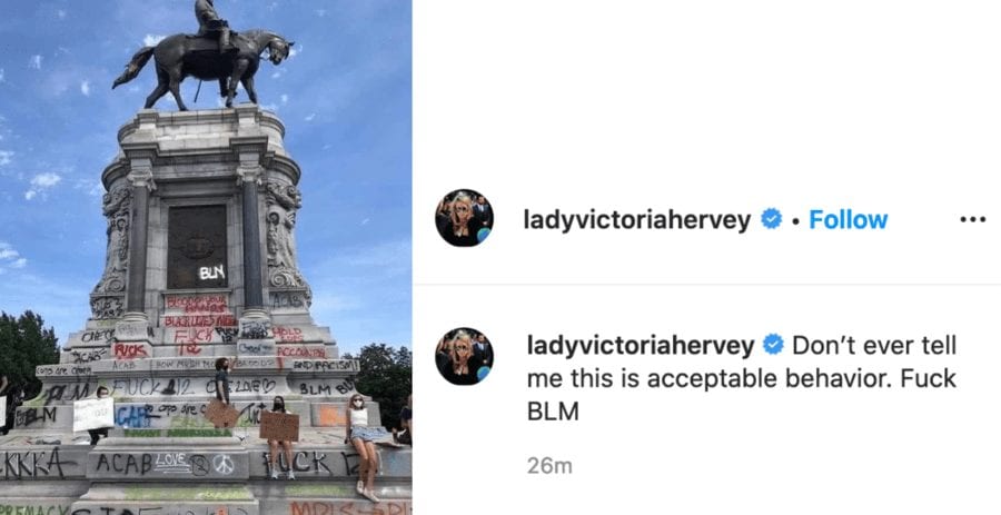 Moron of the Moment – Lady Victoria Hervey on Black Lives Matters – Just as ultimate dumbo Lady Victoria Hervey shows herself up in stating “Fuck Black Lives Matter,” fellow aristocrat Dr. Bendor Grosvenor calls for the return of objects “looted during the British Empire”