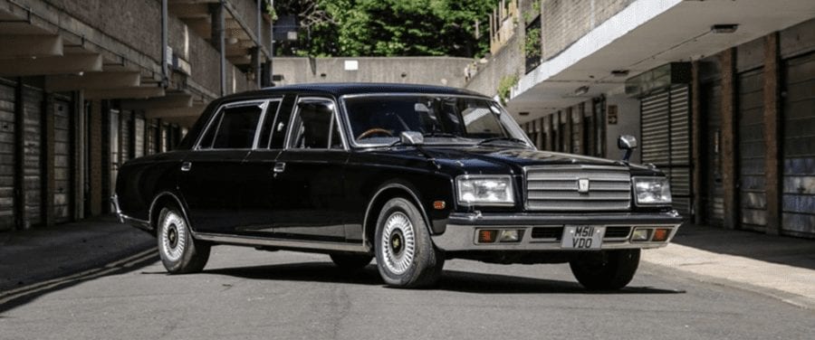 A 20th Century Limo – £13,000 to £17,000 ($16,300 to $21,300, €14,500 to €18,900 or درهم59,900 to درهم78,300) for 1994 Toyota Century limousine at Historics Auctioneers Windsorview Lakes sale on 18th July 2020 – ‘Stretched’ 1994 Toyota Century for sale for less than the price of a brand new Ford Fiesta; the limousine comes with a food heating compartment and privacy curtains favoured by notoriously shy Japanese people even.