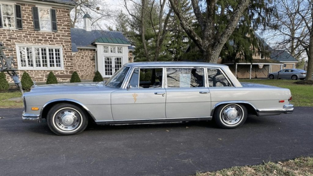 Elvis & Epstein’s Dictator Car – Ex-Elvis Presley Mercedes 600 to be sold – 1969 Mercedes-Benz 600 ‘Dictator Car’ sedan originally owned by Elvis Presley and currently by an Epstein is being sold by auction –1969 Mercedes-Benz 600 sedan, chassis number 10001212001321, originally owned by Elvis Presley and gifted to Jimmy Velvet in the mid-1970s – To be sold by Bring A Trailer on Friday 18th December 2020 at 7.05pm – Current bid of £160,400 ($214,500, €177,000 or درهم787,800).