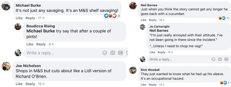 Wally of the Week – Magician Mike Alan gets his coat savaged in M&S – “International magician” Mike Alan goes mental with a cucumber after alleging a “razor sharp” M&S shelf “savaged” his coat and left him “looking like a snowman.”