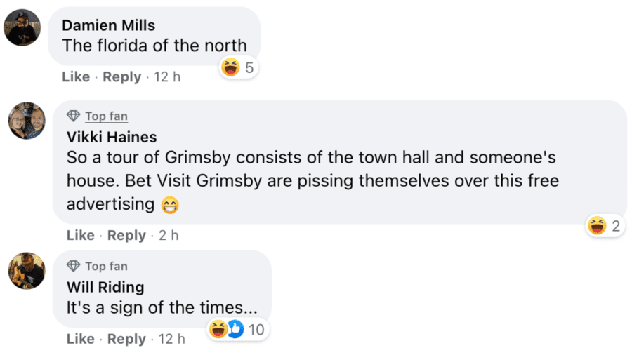 Hero of the Hour – Andy from Argos – Argos sign on Grimsby house – Grimsby resident takes with good humour someone attaching an Argos sign to his house whilst journalist reporting story of it goes all Miss Marple. Facebook group Angry People in Local Newspapers, GrimsbyLive.