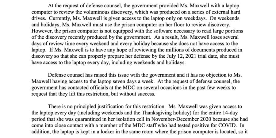 MacBook Maxwell – Ghislaine Maxwell demands laptop 7 days per week – Ghislaine Maxwell’s lawyers demand she gets access to a laptop seven days per week; one can assume she’ll expect a ritzy MacBook Pro.