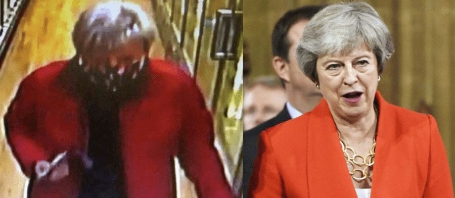 Theresa The Tea Leaf – Theresa May accused of being a tea leaf – Tea leaf Theresa May lookalike goes on the rampage in Hereford and robs a purse; at least she didn’t grab ‘The Donald’s’ hand.