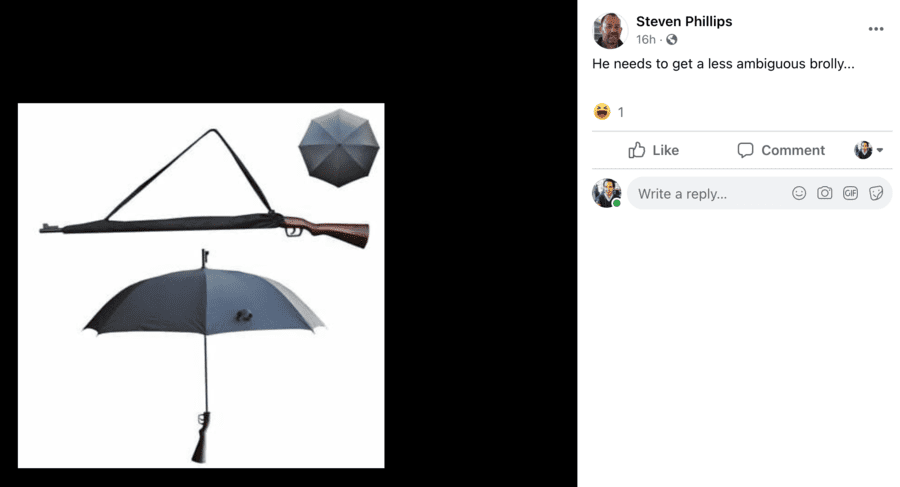 A Brolly Wally 2021 – Samurai sword handled umbrella causes havoc – “Britain’s most troublesome brolly” goes to auction on eBay after its wally owner Mike Devlin nearly gets shot by armed police whilst carrying it.