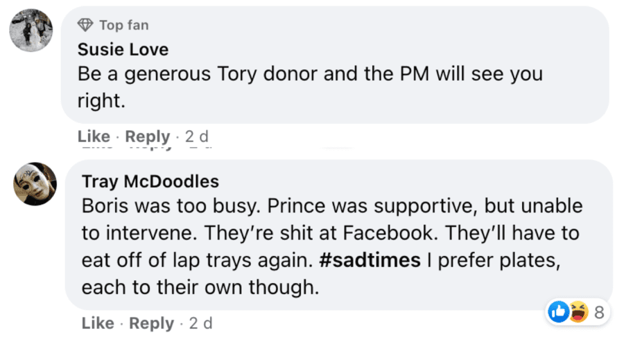 Wallies of the Week – Martin and Lesley Kipling – Aston Martin driving company director named Mr Kipling appeals to Prince Charles for “clemency” for UPVC conservatory added without planning permission to his Grade II listed home that John Profumo fled to in 1963; he doesn’t want to return to “lap tray suppers.”