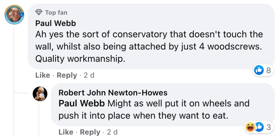 Wallies of the Week – Martin and Lesley Kipling – Aston Martin driving company director named Mr Kipling appeals to Prince Charles for “clemency” for UPVC conservatory added without planning permission to his Grade II listed home that John Profumo fled to in 1963; he doesn’t want to return to “lap tray suppers.”