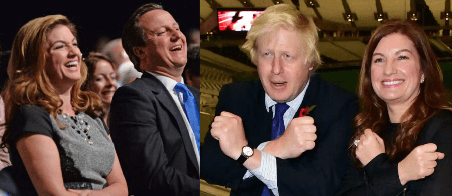 Karren Brady with David Cameron and Boris Johnson