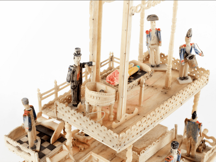 Napoleonic prisoner-of-war working bone model of a guillotine 1