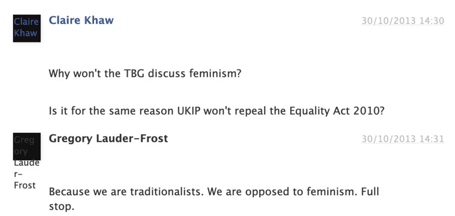 Traditional Britain Group feminism Gregory Lauder-Frost
