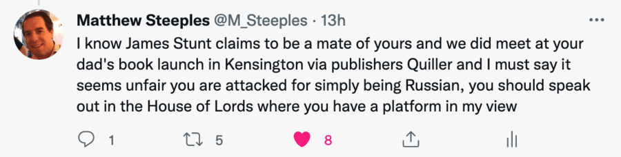 Matthew Steeples Tweet