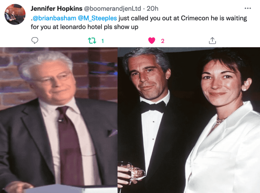 Brian Basham tweet Jennifer Hopkins CrimeCon 2022