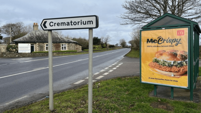 A McCrispy Funeral – McDonald’s Place “Darkly Comical” Advert Next To Crematorium