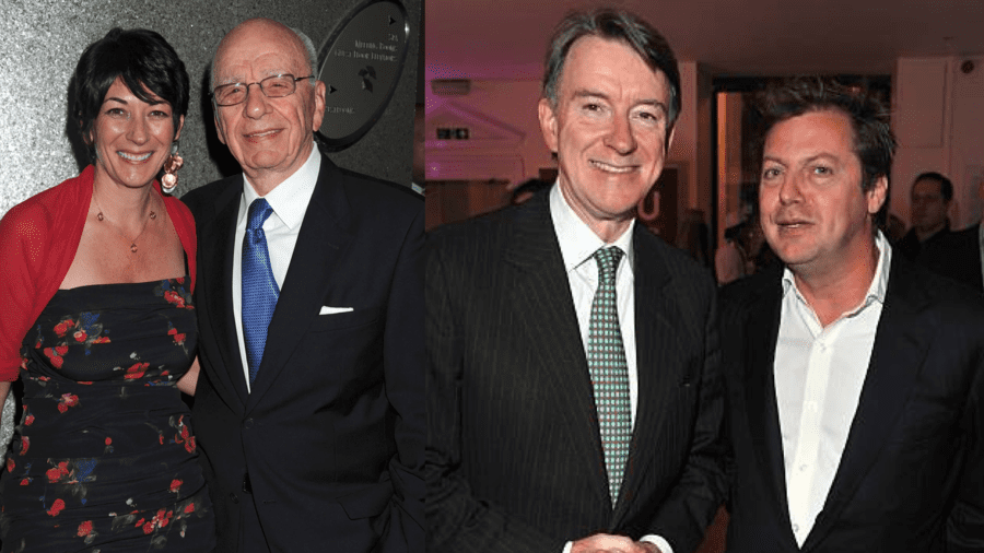 Oxford educated Peter Mandelson (St Catherine’s College, 1973 to 1976, pictured with Matthew Freud) and Oxford educated Ghislaine Maxwell (Balliol College, graduated 1985, pictured with Rupert Murdoch) are connected in multiple ways. Of the pension pot plundering ‘Bouncing Czech’ that was Robert Maxwell, the Labour peer once remarked: “It was very strange because you’d simultaneously want to be at Maxwell’s parties and at the same time shrink away from him. Because he was such a bully and so unpredictable. To be honest, I was frightened of his company. He had that ability to make you feel completely small and inadequate, and that just scrambled my head.” 