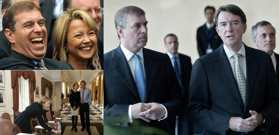 Prince Andrew, whose friendship and association with Peter Mandelson has long been known, was hosted at the British Embassy in Washington by the pompous pillock then ambassador Sir Christopher Meyer in 2001. He was pictured guffawing with Sir Christopher’s charity tin banger wife Catherine (now Baroness Meyer) subsequently and would likely love to see his chum ‘Petie’ take over the crib.